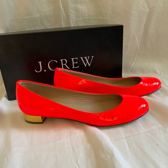 Neon Orange Patent J Crew block heel flats - Picture 6 of 6